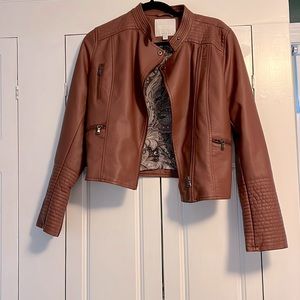 Anthropologie faux leather bomber jacket